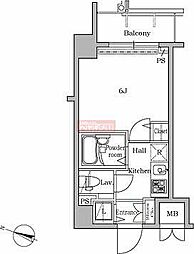 レジディア広尾2 1Kの間取図画像
