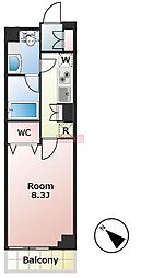 グレイスコート目黒 1Kの間取図画像