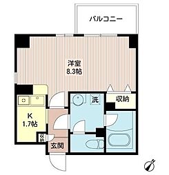ルボラパン行人坂 1Kの間取図画像