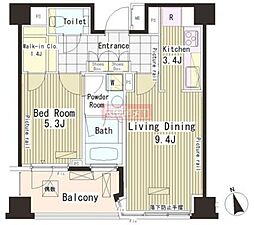 ParkAxis恵比寿 1LDKの間取図画像