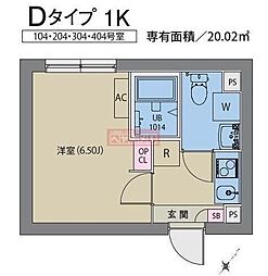 AXIA M-City武蔵小山 1Kの間取図画像
