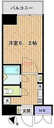 ヴェルヒルズ芝浦 1Kの間取図画像
