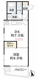 サードリハイツ本館 1DKの間取図画像