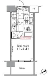 パークハビオ目黒リバーサイド 1Kの間取図画像