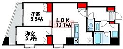 クオリア恵比寿ウェスト 2LDKの間取図画像