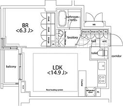 カスタリア麻布十番 1LDKの間取図画像