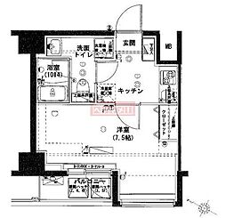 ハーモニーレジデンス田町 1Kの間取図画像