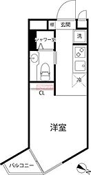 エスポワール中目黒 ワンルームの間取図画像