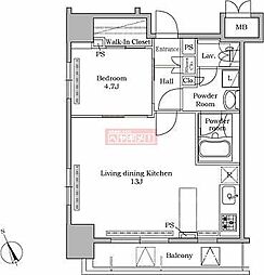 レジディア広尾2 1LDKの間取図画像