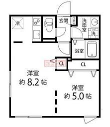 Brancheメグロ ワンルームの間取図画像