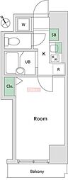 スカイコート芝壱番館 1Kの間取図画像