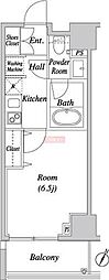 グレイスコート目黒 1Kの間取図画像