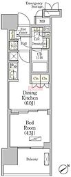 パークヴィラ恵比寿 1DKの間取図画像