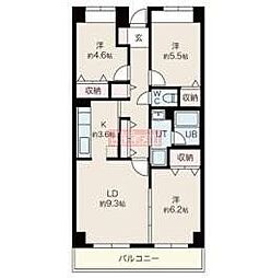 目黒本町マンション 3LDKの間取図画像