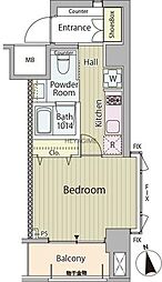 RESIDENCE高輪台 1Kの間取図画像