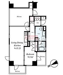 レグノオン・ザ・ベイ 1LDKの間取図画像