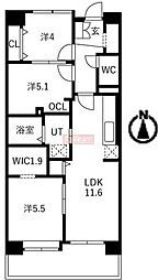 アクティ目黒駅前1号棟 3LDKの間取図画像