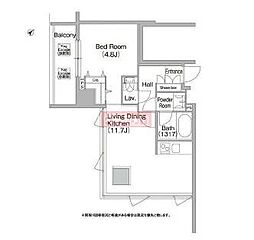 コンフォリア白金高輪 1LDKの間取図画像