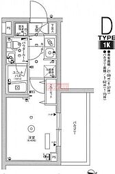 スカイコートヒルズ品川御殿山 1Kの間取図画像