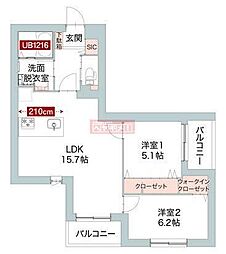 ル・フタバ 2LDKの間取図画像