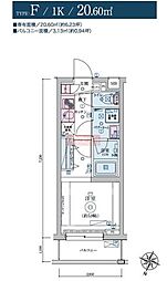 リヴシティ恵比寿 1Kの間取図画像