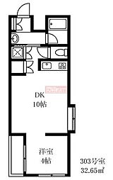パークアベニュー 1DKの間取図画像