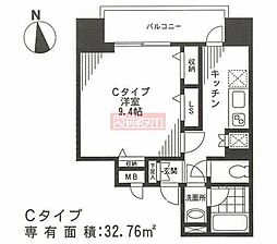 ファイブフォー白金 1Kの間取図画像