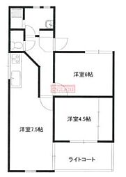 ガーデンハネギ 1LDKの間取図画像