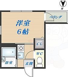 雅ハイツ2 1Kの間取図画像