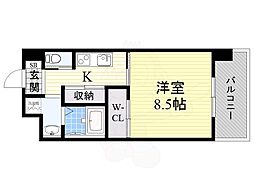 近鉄大阪線 弥刀駅 徒歩10分の賃貸マンション 6階1Kの間取り