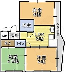 コスモス21 3DKの間取図画像
