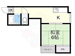 クリオコート86 4階1Kの間取り