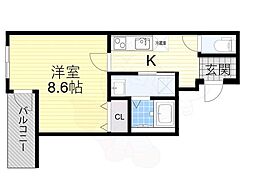 近鉄大阪線 弥刀駅 徒歩5分の賃貸アパート 3階1Kの間取り