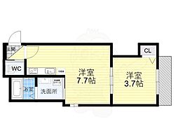 近鉄大阪線 弥刀駅 徒歩14分の賃貸アパート 2階1DKの間取り