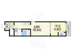 フジパレス森河内東2番館 1階1LDKの間取り