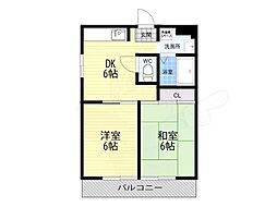 ハイムエアーズロック 2DKの間取図画像