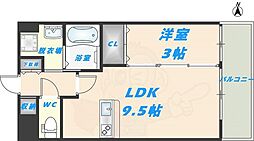 ラグゼ布施東2 2階1LDKの間取り