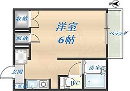 ガリューコート菱屋西 1Kの間取図画像