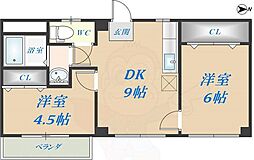 サンライフ小阪 2DKの間取図画像