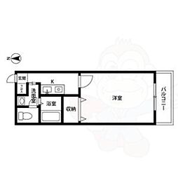 アンプルールフェール寿 1Kの間取図画像