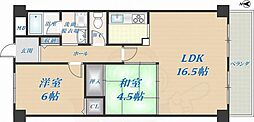 第二弥刀マンション 2LDKの間取図画像