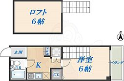 グランブール鳥居本 1Kの間取図画像