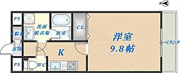 グランシス高井田 1Kの間取図画像