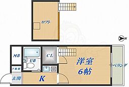 ラパンプラス 1Kの間取図画像