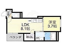 yumaison west 1LDKの間取図画像