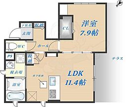 サンルイス高井田 1LDKの間取図画像