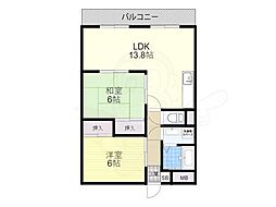 シロハイヌ小阪 2LDKの間取図画像