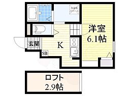 あんしん+衣摺 1Kの間取図画像