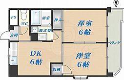 ロイヤルハイツ高井田 2DKの間取図画像