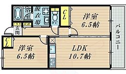 カーサ・ステラロッサ 2LDKの間取図画像